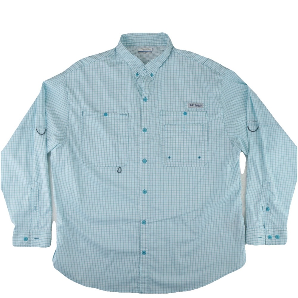 Columbia PFG Outdoor Vented Fishing Shirt Mens XXL Blue Hiking